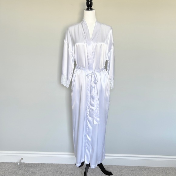 Vintage Victoria's Secret Coquette Maxi Slip Robe Set White Lace Lingerie 2pc XS - Picture 10 of 16